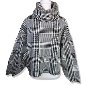 ⭐️ZARA Oversized Turtleneck Houndstooth Dolman Sleeve Sweater